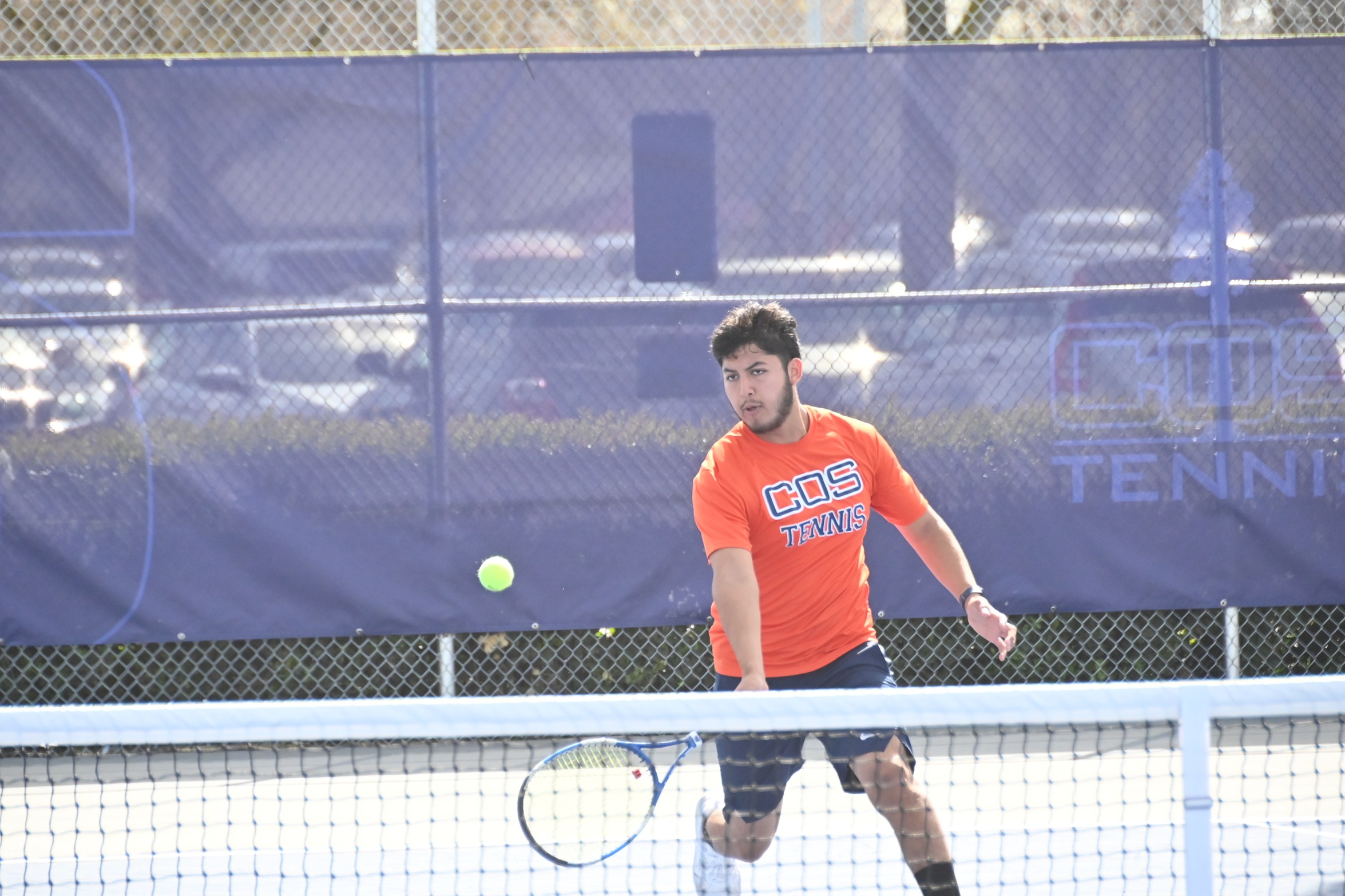 Juan Ocampo in a match against Fresno City College on March 5, 2024.

Photo Credit: Norma Foster / COS Athletics
