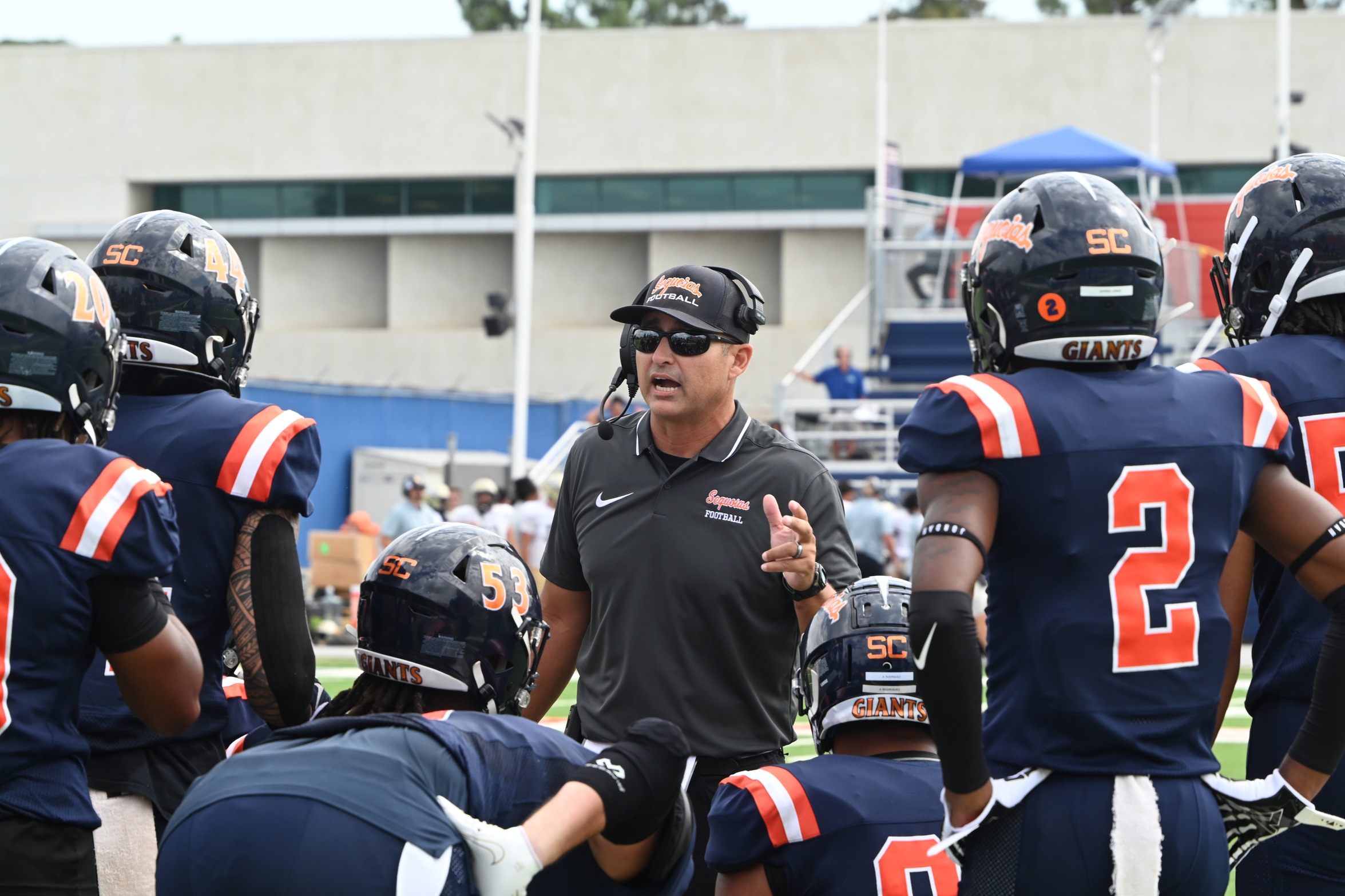 Matt Mendonca coaching in a game against Butte College on September 2, 2023 (Credit: Norma Foster / COS Athletics)