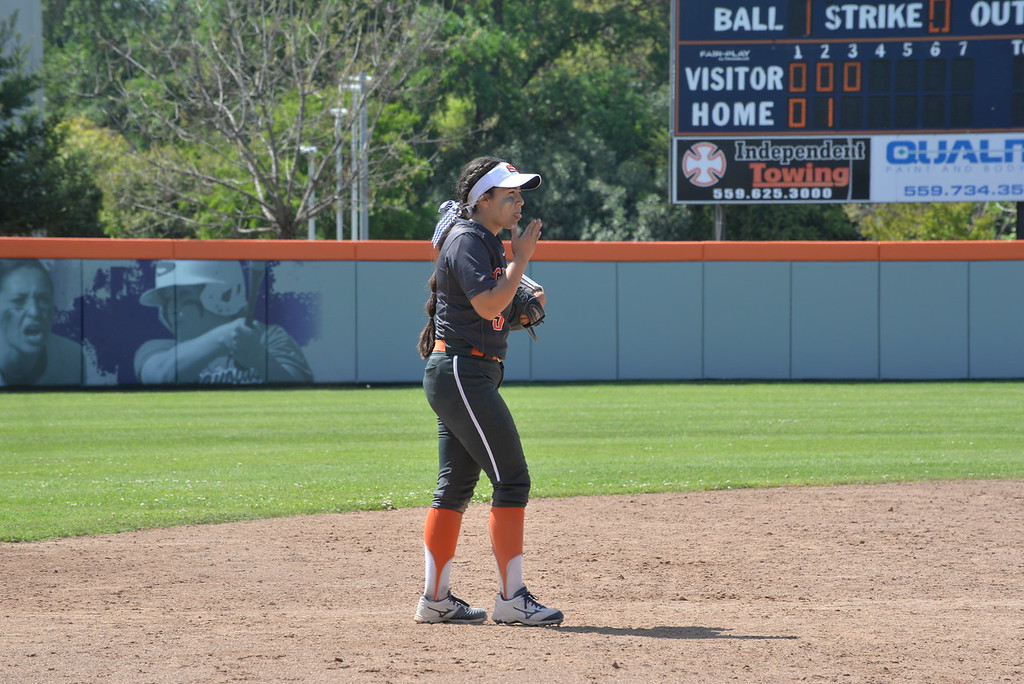 Sam Martinez playing shortstop during her freshmen season.