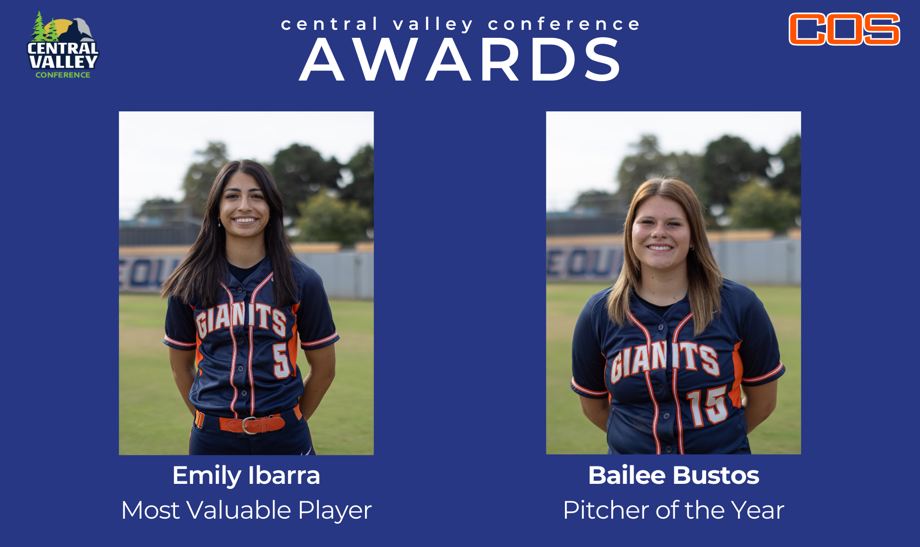 Central Valley Conference Honors MVP Ibarra and Pitcher of the Year Bustos 