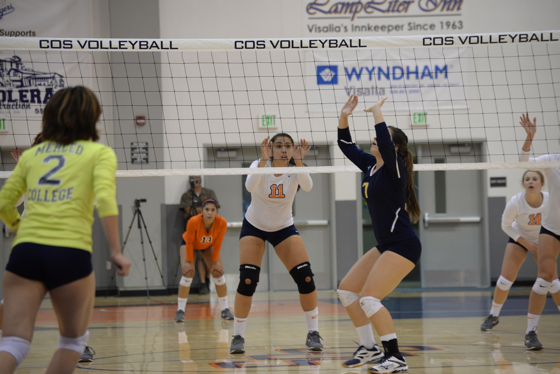 #11 Cassidy Dolin gets ready to block against Merced College last season.