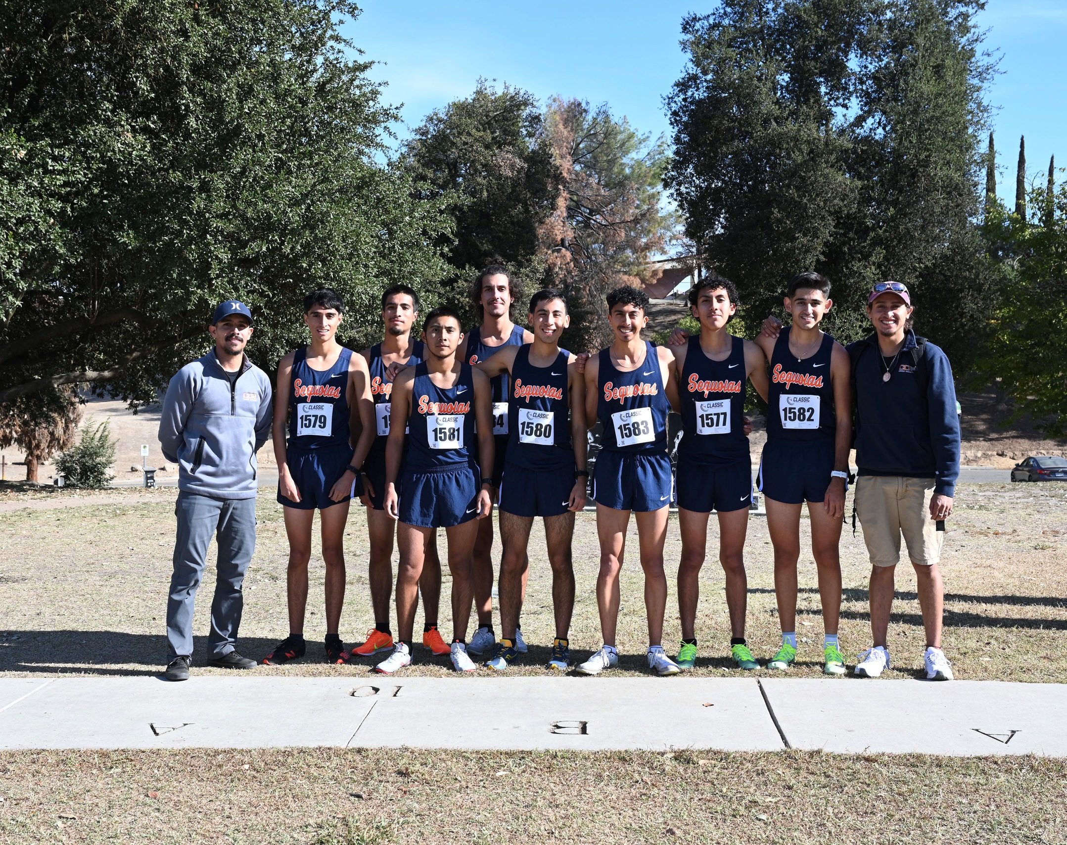 The COS Men's Cross Country team photo after winning the conference title at Woodward Park (10-26-22). Photo by Norma Foster